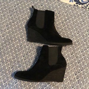 Lucky Brand suede wedge ankle bootie